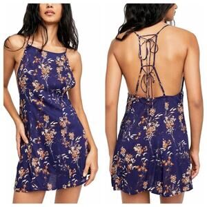 Free People Intimately In Control Mini Dress purple/tan floral Size med Junior